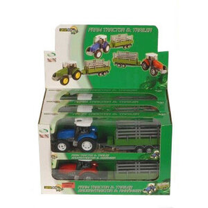 Tractor met aanhanger blauw